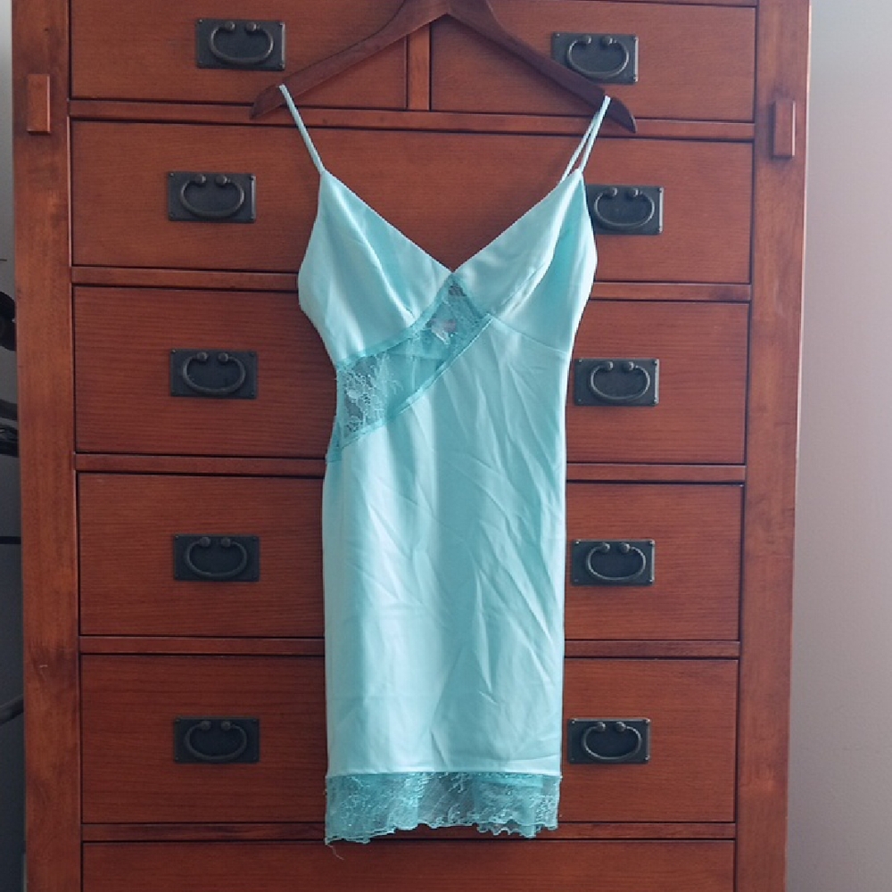 Urban Outfitters Elegant Blue Lace Slip Dress